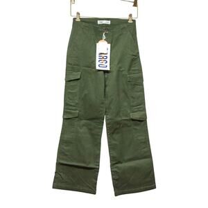 YMI Olive Green Size 1Waist 25 High Waisted Baggy Cargo Pants Loose Fit Cotton
